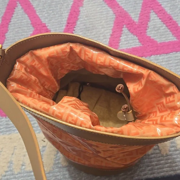 Fendi Bucket Bag in Orange and Tan - Picture 13 of 14